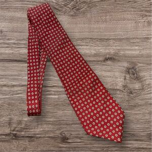 Brooks Brothers Makers Red 100% Pure Italian Printed Silk Floral Geometric Tie